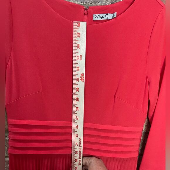 Eliza J Jersey Pleated Fit Flare Dress Size 6 Coral‎ Classic MIDI - Picture 5 of 7